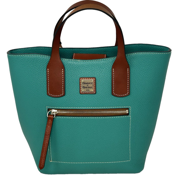 Dooney & Bourke Brinley Bag Pebbled Leather Green Double Handles Shoulder Strap - Picture 1 of 16